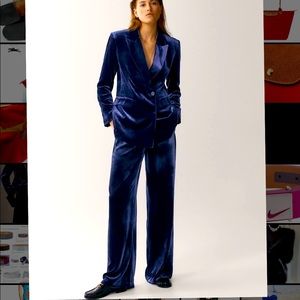 Massimo Dutti Navy Velour Suit